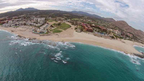 Drone shot looking at #5 at Cabo Real Golf Club