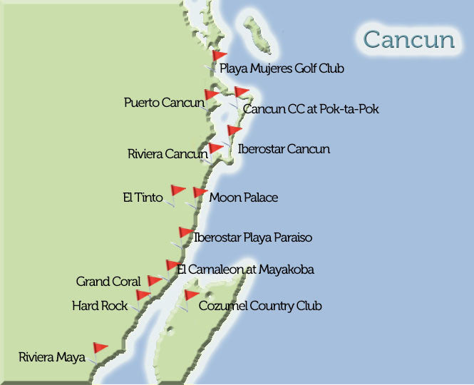 Cancun Golf Courses Map View