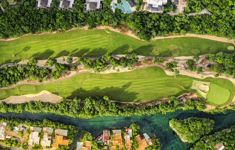 mayakoba aerial shot golfer