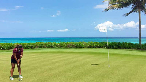 Putting with a view of Mayakoba Beach